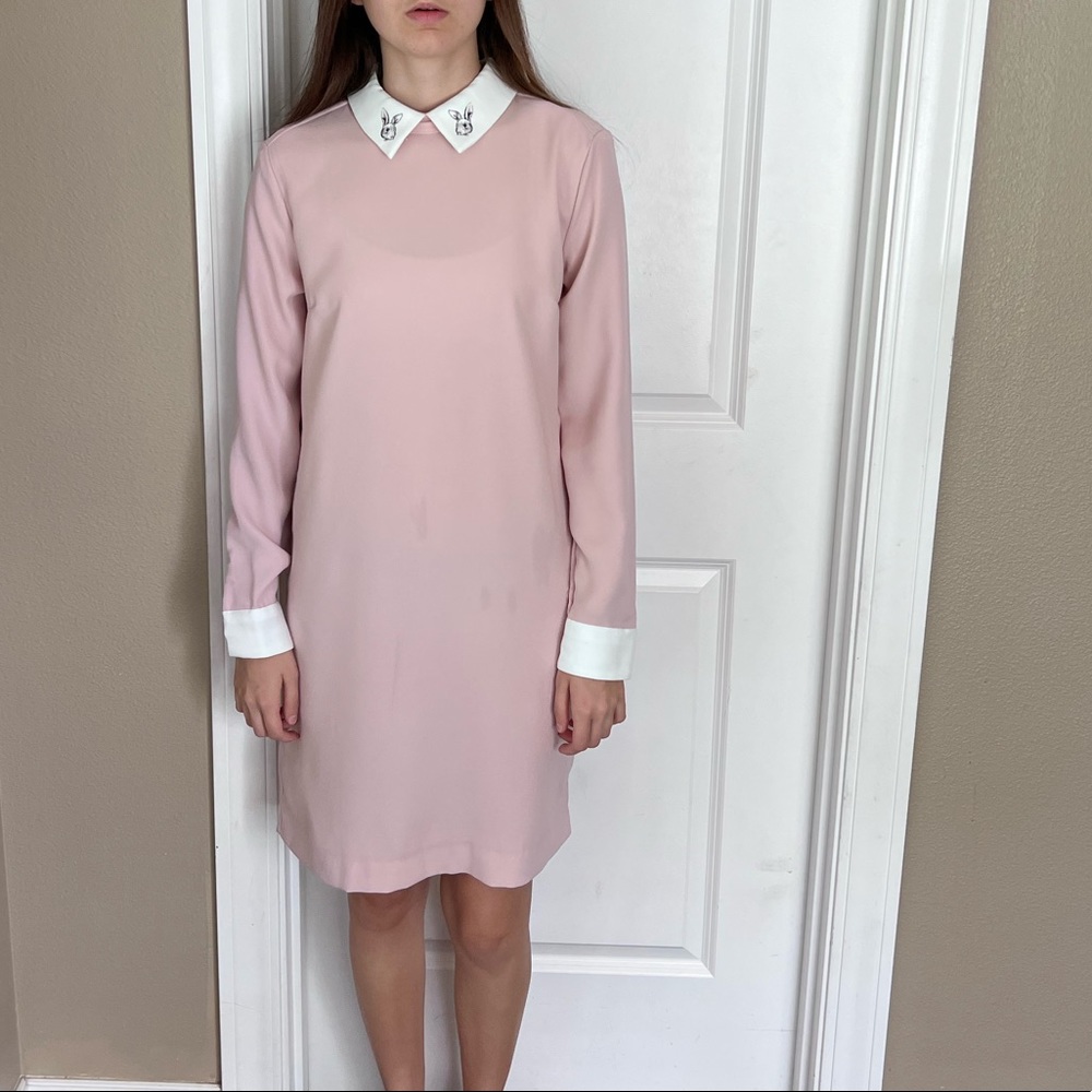 Victoria Beckham dusty pink bunny collar dress. Size S